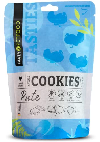 FAVLY Petfood Nature Cookies: getreidefreier Hundekeks - Sorte: Pute 120g - nur 3 Zutaten, zuckerfrei, kleines & Crunchy Hundeleckerli, Trainingssnack - hohe Akzeptanz