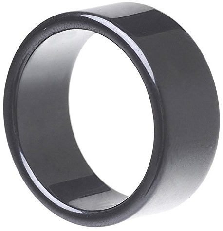 Breiter Ring aus Hämatit grau dunkelgrau schlicht flach glatt Herren Damen Unisex, Ringgröße:Innenumfang 54mm ~ Ø17.2mm