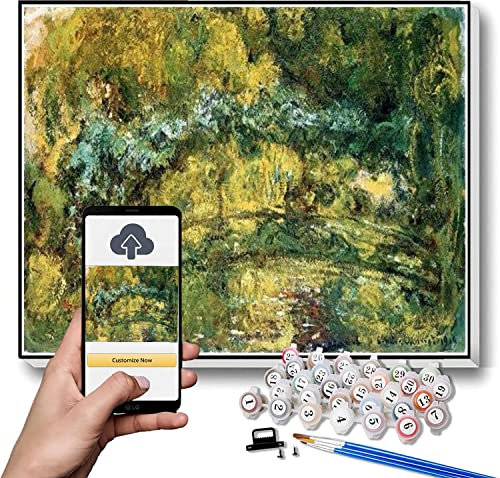 Kit de peinture par numéros pour adultes et enfants - Le pont du pont japonais sur le nénuphar de Claude Monet - Peinture par numéro sur toile pour débutants