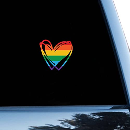 Gay Pride LGBT Equality Lesbisches Auto-Aufkleber, Fensteraufkleber, Stolz, Herz, Lgbtq, Regenbogen-Vinyl-Aufkleber für Autos, LKWs, Pansexuell, LGBTQ, Autoaufkleber, 15,2 cm