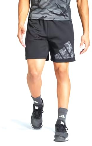 adidas Men's Workout Logo Knit Shorts Lässige, Black/White, M 7 inch