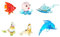 AHANDMAKER Lot de 6 petites figurines d'animaux marins - 6 styles d'animaux marins - Décoration de table - Décoration d'intérieur - Dauphin, pieuvre, papillon - En verre - Pour anniversaire, cadeau de
