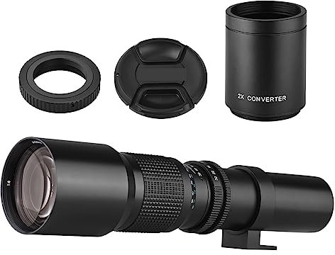 Teleobiettivo for Fotocamera 500mm/1000mm f/8 MF con Obiettivo convertitore 2X, for Canon EOS 80D EOS 90D EOS 5D IV EOS 6D II EOS 7D II