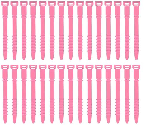 uxcell 30Pcs Silicone Cable Ties 4.5 Inch Reusable Wire Ties Elastic Cable Cord Organizer Straps for Cords Wire USB Charge Management Food Storage, Rose Pink