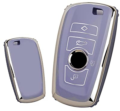 KUNIO Keyless Schlüsselhülle Passt für BMW 1er 2er 3er 4er 5er 6er F10 F12 F20 F25 F30 X3 X4 M3 M4 M5 3GT 5GT Schlüsselcover TPU Schlüsselbox Schlüsselschutz C Lila