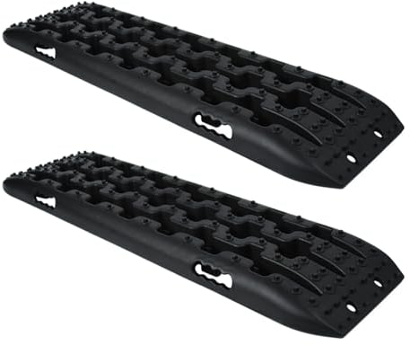 UISEBRT 2 unidades Offroad Tracks Traction Mats Arranque Barro Arena Nieve Recovery Board, escalera de neumáticos ayuda de tracción con bolsa de almacenamiento para todoterrenos, autocaravanas,