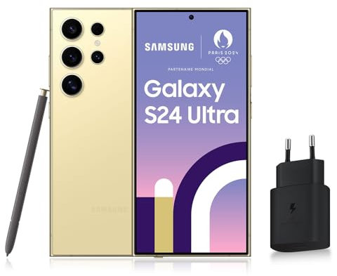 SAMSUNG GALAXY S24 Ultra, Smartphone Android 5G, 256 Go, Chargeur secteur rapide 25W inclus [Exclusivité Amazon], Smartphone déverrouillé, Ambre, Version FR
