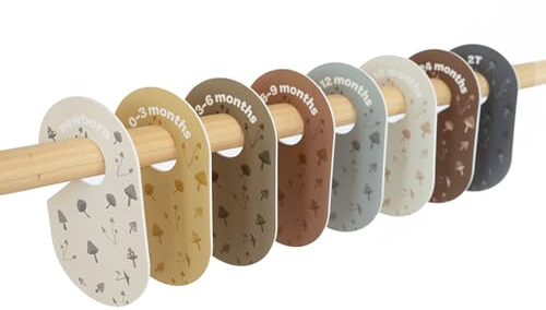 3 Sprouts - Größentrenner Baby für Kleiderstange, Grössentrenner Baby, Doppelseitiges Babykleidung Schrankteiler für Neugeborenen Kleinkinderkleidung - Pilz