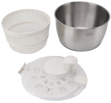 Lavadora Secadora de Verduras Y Frutas, Centrifugadora de Ensalada de Acero Inoxidable, Multifuncional, Gran Capacidad, Centrifugadora de Lechuga, Secadora de Verduras, Lavadora de Frutas, Cesta de Dr