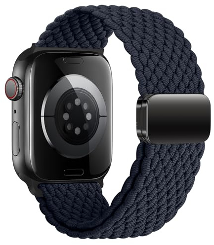 Geflochten Armband Kompatibel mit Apple Watch Armband 44mm 45mm 46mm 49mm 42mm für Damen Herren, Elastisch Nylon Armbänder mit Magnetisch für iWatch Ultra 3 2 1 SE 3 Series 11 10 9 8 7 6 5 4 3 2 1