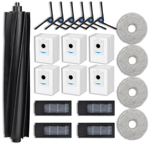 AVAENZO Accessoires pour Ecovacs Deebot X2/ X2 Omni/ X2 Pro/ DEX86 aspirateur, 1 Brosse Principale 4 Lingettes 4 Filtres 6 Brosses Latérales 6 Sacs d'aspirateur de rechange