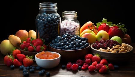 adrium Acryl-Bild 70 x 40 cm: Frische und Natur in einer Schale mit Bio-Beerenfrüchten, generiert durch künstliche Intelligenz (209347480)