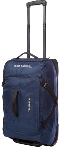 Eddie Bauer Traverse Rolltasche, 22 l, leichtes Reisegepäck aus Ripstop-Nylon, Mittleres Indigo, 55,9 cm (22 Zoll), Traverse Rolltasche aus Ripstop-Polyester mit Teleskopgriff
