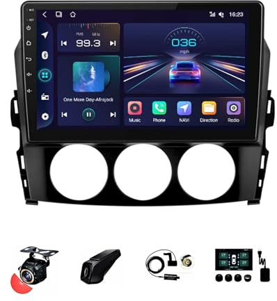 BOJONTN Android 13 Doppel Din 9-Zoll-HD-Touchscreen Autoradio für Mazda MX-5 MX5 III 3 NC 2008-2015 mit Kabelloses CarPlay GPS Navigation Rückfahrkamera Lenkradsteuerung Bluetooth (Size : T3[2+32G])
