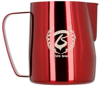 Barista Space Jarra de leche plateada pulida, ideal para latte art con boquilla precisa, ligera y manejable, recomendada por campeones del mundo, plateada, 600 ml
