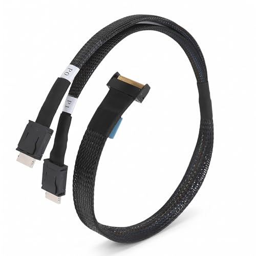 OCuLink SFF 8611 4i Kabel, PCIe 5.0 SFF-8611 zu MCIO X8 Adapter für Server und Rechenzentrum, 50 cm/19,7 Zoll