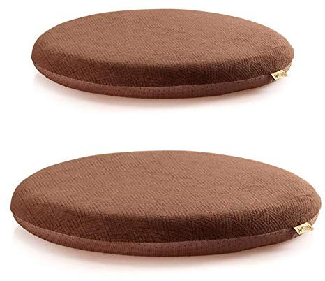GSKDBCC 2 Stück Stuhlkissen, Rundes Weiches Kissen Memory Foam Sitzkissen Abnehmbar Mit Reißverschluss Für Büro Restaurant Balkon-braun 42cm Chaser of Light