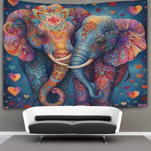 Loving Elefants Wandteppich Mandala-Kunst Wandteppiche 3D-Wandteppich Heimdekoration Für Raum 180cmx230cm