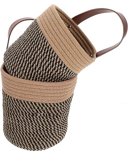 KONTONTY Cesta Colgante Tejida De Ratán 2 Cestas para Plantas Decorativa para Pared