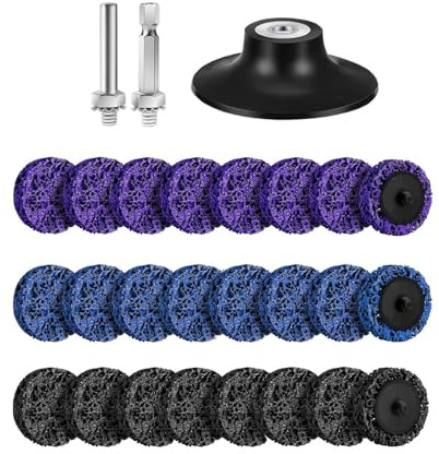 CSD Scheibe Schleifscheibe, Grobreinigungsscheibe 50mm Reinigungsscheibe Set Nylongewebescheibe Lackentfernung Rost Polieren für Winkelschleifer(24 Stücke)