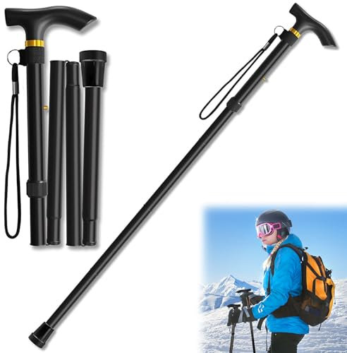 Wanderstöcke Faltbar, Aluminium Faltbare Wanderstöcke mit Gummipuffer, Damen & Herren Trekkingstöcke Faltbar, Gummipuffers für Trekking und Wandern