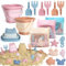 Dreamon Sandspielzeug Strandspielzeug Kinder, 18 PCS Reise Sandspielzeug mit Faltbarer Eimer, Sandkasten Strand Spielzeug für Kinder ab 1 2 3 4 5 Jahre Mädchen Junge