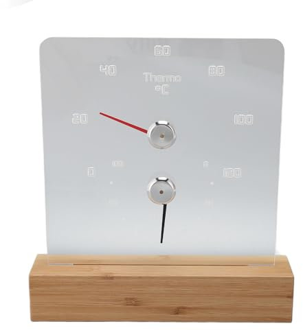 TOPINCN Sauna-Thermometer und Hygrometer 2 in 1, RGB-LED-Licht, Raumthermometer Fahrenheit und Celsius und Hygrometer-Timer, Digitales Innenthermometer mit Holzsockel für Saunaraum