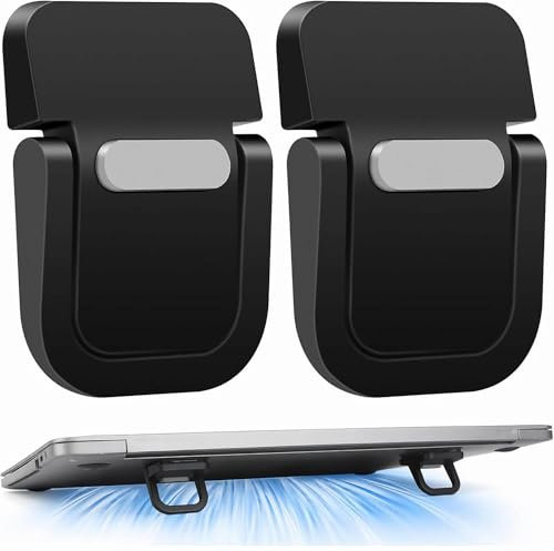 cuhostki 2 PCS Portable Keyboard Riser, Self-Adhesive Mini Laptop Stand Invisible Computer Keyboard Stand for Desk, Foldable Laptop Feet with Anti-slip Silicone with Pro/Air, Lenovo, Surface (Black)
