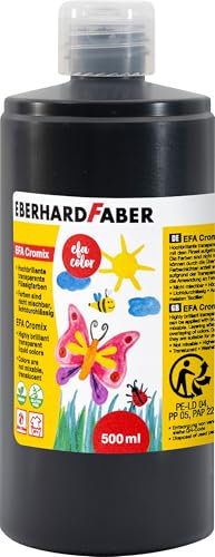 EBERHARD FABER 574999 - Transparentmalfarbe EFA Cromix schwarz, 500 ml, nicht mischbare Bastelfarbe für Kinder