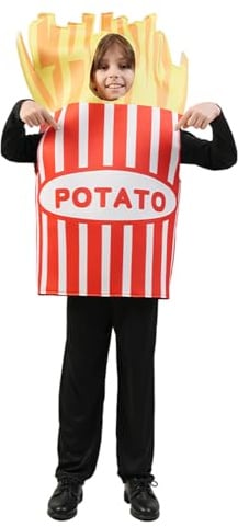 SEA HARE Unisex-Pommes-Frites-Kostüm für Kinder, lustige Kostümparty, Essenskostüm