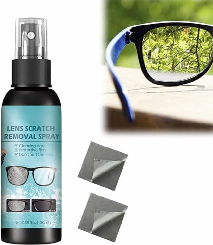 Lens Scratch Removal Spray,Eyeglass Lens Scratch Removal Spray,Eyeglass Repair Liquid,Eyeglass Glass Scratch Repair Solution,Eyeglass Cleaning Spray,Eyeglass Cleaning Tools for Lenses Screens,100 ml