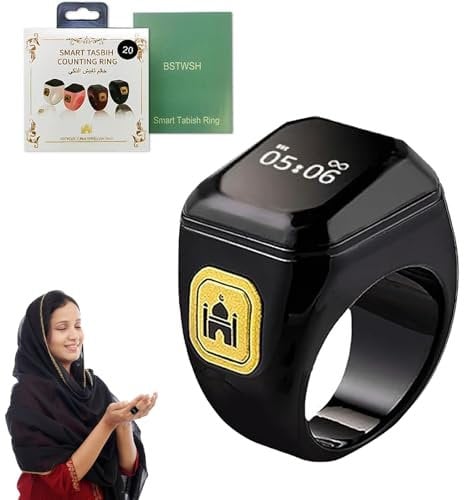 YFCJYBF Wiederaufladbarer Elektronischer Fingerzähler Rings,Intelligenter Fingerring，Gebetsringzähler，Gebetszeiterinnerung mit digitalem Display, Gebetserinnerung Zähler für Counter Prayer Reminder