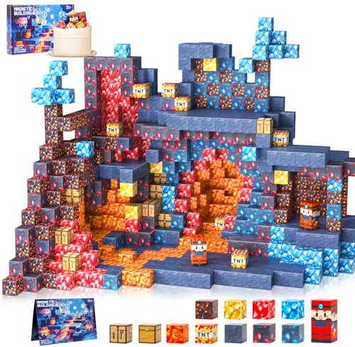 COOLJOYA Magnetic Blocks, Magnetic Building Blocks for Kids Boys Girls Aged 3 4 5 6 7 8 Years Old, Montessori STEM Toys for Toddlers Kids, Halloween Sword Lava
