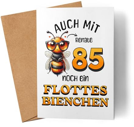 Kiddle-Design Personalisierte Geburtstagskarte 85. Geburtstag - Flottes Bienchen ist 85-85ter Geburtstag Lustige Karte Frau Frauen - Faltkarte inkl. Umschlag