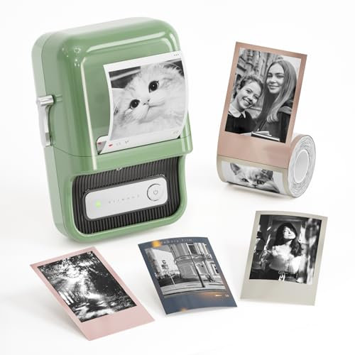 NIIMBOT Etikettendrucker B21 Pro, 300dpi Selbstklebendes Etikettiergerät Bluetooth Beschriftungsgerät Label Printer Fotodrucker für Lernen, Studiennotizen, Bilderdruck, Scrapbooking, Grün
