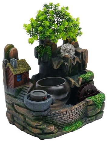 LED-Brunnen mit Zerstäuberfunktion, Indoor/Outdoor Springbrunnen für Garten & Tischdekoration, 220V/24V Mehrfarben-Beleuchtung & Wasserspiel