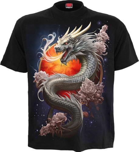 Spiral Sun Dragon Männer T-Shirt schwarz Drachen, Rockwear