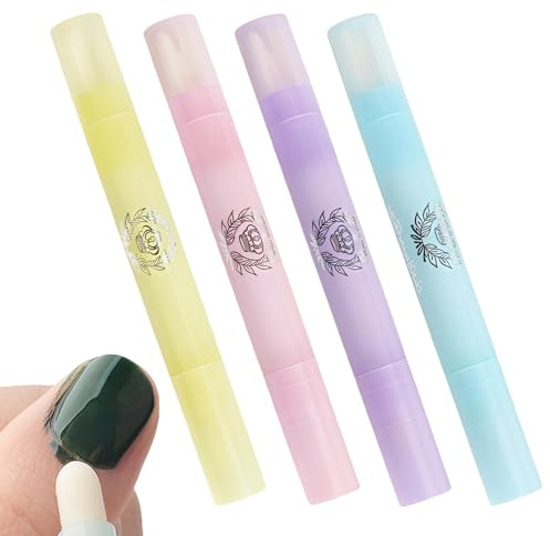 4 Stück Nagellackentferner Stift Set - Nagellack Entferner Stift - Nachfüllbar & Wiederverwendbar Nail Art Maniküre Corrector Pen - Nagellack Korrekturstift Mit 12 Austauschbare Ersatzspitzen