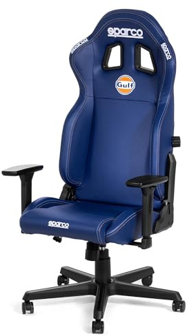 Sparco ICON Gulf Racing Sedia Gaming e Ufficio Ergonomica, Schienale Reclinabile fino a 150°, Supporto Lombare Regolabile, Braccioli 2D, Pistone Certificato SGS, Meccanismo Basculante