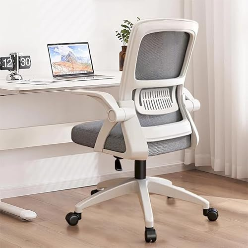 XUEGW Fauteuil de Bureau Ergonomique - Siège Pivotant en Maillage Aéré avec Accoudoirs Relevables et Soutien Lombaire pour Ordinateur - Bureau à Domicile(Gris)