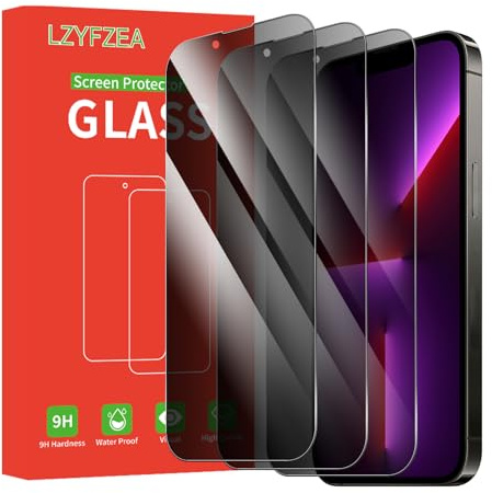 LZYFZEA 3-Pack Privacy Screen Protector for iPhone 13 Pro Max,Anti-Spy Tempered Glass Film,HD Clear,Anti-Scratch,Case Friendly