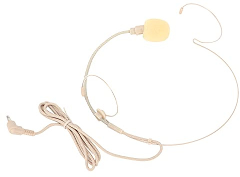 ZAICOLER EY528 Kopfmikrofon, Einohriges Heavy-Bass-Headset mit Schraubverschluss, Headset mit Klarem Klang, Ideal für Vorträge, Fernsehsender und Senderäume, Beige