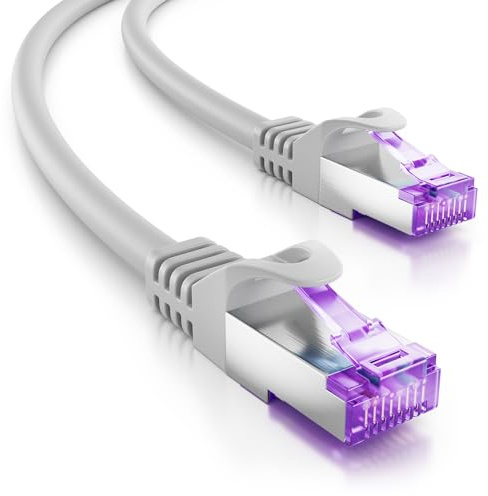 deleyCON 6m CAT7 Cable Red - 10 Gigabit - RJ45 Patch Ethernet (Cobre, Blindaje SFTP PiMF) - para Highspeed LAN DSL Switch Modem Router Patchpanel CAT7 CAT6 CAT5 - Gris