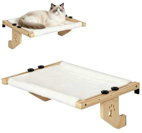 Heizungsliege Hängende Katzenhängematte, Katzenbett Fensterbank mit Montagezubehör, Balkon Katzenbett Weich Abnehmbarem Wendebezug Hängematte Katzenkorb zum Schlafen, 55x38x16.7 cm Halten 15kg