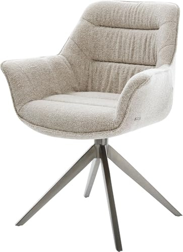 DELIFE Esszimmerstuhl Kaira-Flex Kreuzgestell breit Graphit Webstoff Soft Beige 360° drehbar Wippfunktion