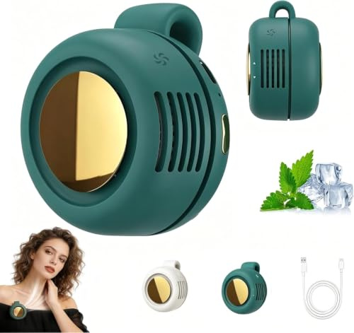 Ventilatore Senza Pale, Ventilatore Portatile Ricaricabile, Mini Ventilatore a Clip Senza Pale e Silenzioso – 3 Velocità, Rotazione a 360°, Leggero e Ideale per Viaggi e Attività all'Aperto (Verde)