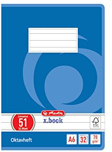 Herlitz Oktavheft x.book, A6, liniert, Lineatur 51, 32 Blatt, 10 Stück
