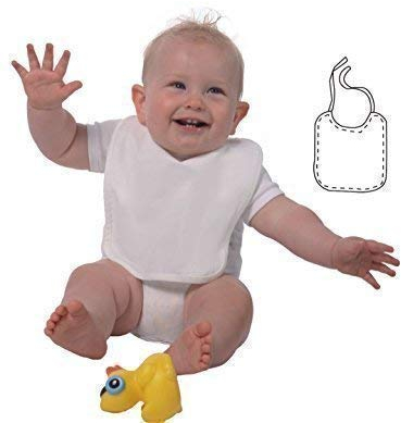 ShirtInStyle Baby Latz ideal zum bemalen mit Textilfarbe für Ihre Babyparty, Farbe weiss, 5 Stück