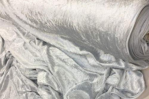 Silver Grey Crushed Velvet Fabric Craft Stretch Velour -150 cm Wide