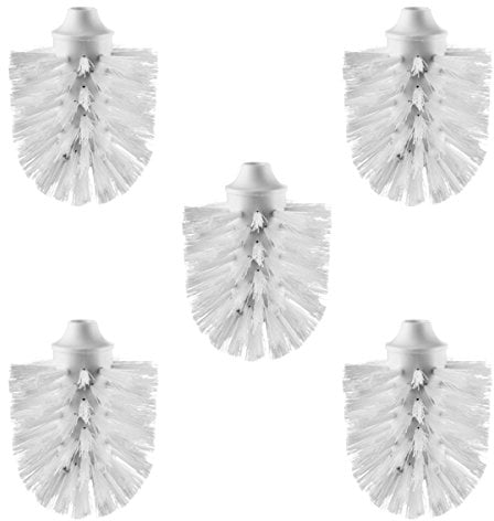 Bürstenking WC Ersatzbürstenkopf, 60 mm, 5er Set, Kleiner Toilettenbürstenkopf passend für M12 WC-Garnituren, Borsten Ersatzklobürstenkopf, mit M12 Innengewinde, 5 Stück, weiß